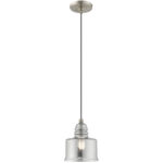 1 Light Brushed Nickel Mini Pendant with Smoke Glass Shade-Lighting LumensPendant Lights