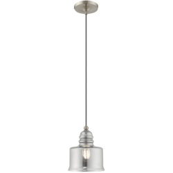 1 Light Brushed Nickel Mini Pendant with Smoke Glass Shade-Lighting LumensPendant Lights