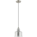 1 Light Brushed Nickel Mini Pendant with Smoke Glass Shade-Lighting LumensPendant Lights