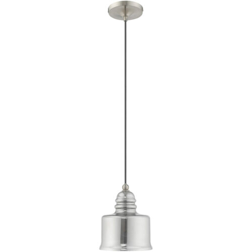 1 Light Brushed Nickel Mini Pendant with Smoke Glass Shade-Lighting LumensPendant Lights