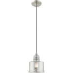 1 Light Brushed Nickel Mini Pendant with Smoke Glass Shade-Lighting LumensPendant Lights