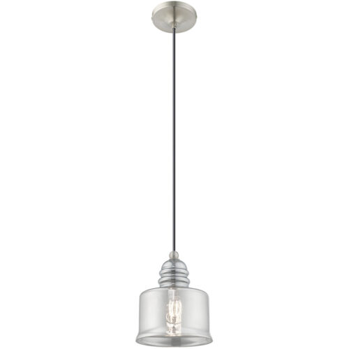 1 Light Brushed Nickel Mini Pendant with Smoke Glass Shade-Lighting LumensPendant Lights