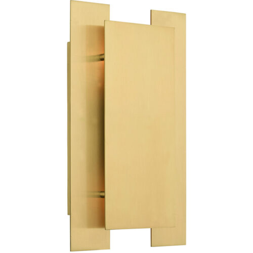 8 inch 2 Light Satin Brass ADA Wall Sconce with Satin Brass Solid Brass Shade Shade-Lighting LumensWall Sconces