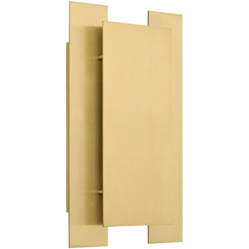 8 inch 2 Light Satin Brass ADA Wall Sconce with Satin Brass Solid Brass Shade Shade-Lighting LumensWall Sconces