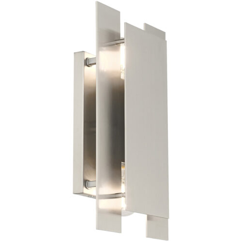 8 inch 2 Light Brushed Nickel ADA Wall Sconce with Brushed Nickel Metal Shade Shade-Lighting LumensWall Sconces