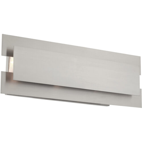 8 inch 3 Light Brushed Nickel Bathroom Vanity light fixture with Brushed Nickel Metal Shade-Lighting LumensBath/Vanity