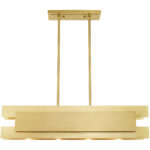 7 inch 4 Light Satin Brass Linear Chandelier with Satin Brass Solid Brass Shade-Lighting LumensChandeliers