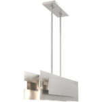 7 inch 4 Light Brushed Nickel Linear Chandelier with Brushed Nickel Metal Shade-Lighting LumensChandeliers