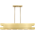 7 inch 5 Light Satin Brass Linear Chandelier with Satin Brass Solid Brass Shade-Lighting LumensChandeliers