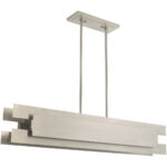 7 inch 5 Light Brushed Nickel Linear Chandelier with Brushed Nickel Metal Shade-Lighting LumensChandeliers