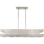 7 inch 5 Light Brushed Nickel Linear Chandelier with Brushed Nickel Metal Shade-Lighting LumensChandeliers