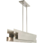 7 inch 5 Light Brushed Nickel Linear Chandelier with Brushed Nickel Metal Shade-Lighting LumensChandeliers