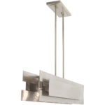 7 inch 5 Light Brushed Nickel Linear Chandelier with Brushed Nickel Metal Shade-Lighting LumensChandeliers