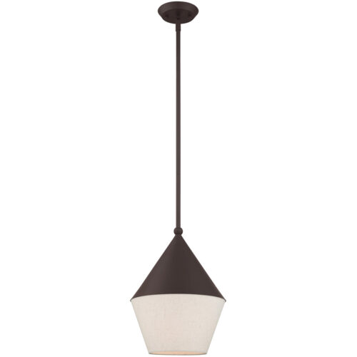 1 Light Bronze Mini Pendant with Bronze Metal Shade with Hand Crafted Hardback Shade Shade-Lighting LumensPendant Lights