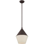 1 Light Bronze Mini Pendant with Bronze Metal Shade with Hand Crafted Hardback Shade Shade-Lighting LumensPendant Lights