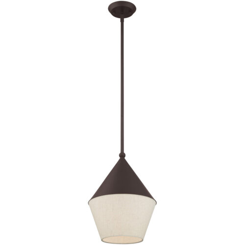 1 Light Bronze Mini Pendant with Bronze Metal Shade with Hand Crafted Hardback Shade Shade-Lighting LumensPendant Lights