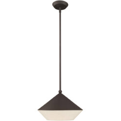 1 Light Bronze Mini Pendant with Bronze Metal Shade with Hand Crafted Hardback Shade Shade-Lighting LumensPendant Lights