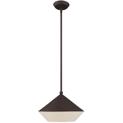 1 Light Bronze Mini Pendant with Bronze Metal Shade with Hand Crafted Hardback Shade Shade-Lighting LumensPendant Lights