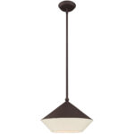 1 Light Bronze Mini Pendant with Bronze Metal Shade with Hand Crafted Hardback Shade Shade-Lighting LumensPendant Lights