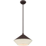 1 Light Bronze Mini Pendant with Bronze Metal Shade with Hand Crafted Hardback Shade Shade-Lighting LumensPendant Lights