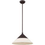 1 Light Bronze Mini Pendant with Bronze Metal Shade with Hand Crafted Hardback Shade Shade-Lighting LumensPendant Lights