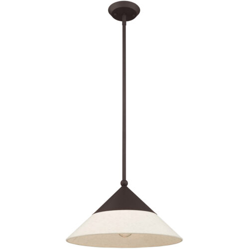 1 Light Bronze Mini Pendant with Bronze Metal Shade with Hand Crafted Hardback Shade Shade-Lighting LumensPendant Lights