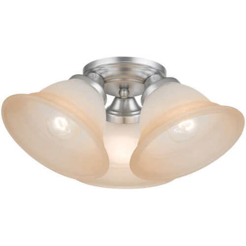 40729-81 3 Light Painted Satin Nickel Flush Mount-Lighting LumensBath/Flush Mounts