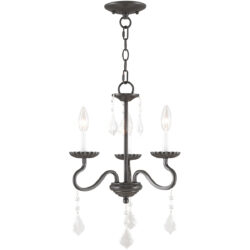 3 Light English Bronze Mini Chandelier with Steel base material-Lighting LumensChandeliers