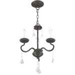 3 Light English Bronze Mini Chandelier with Steel base material-Lighting LumensChandeliers