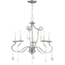 5 Light Brushed Nickel Chandelier with Steel base material-Lighting LumensChandeliers