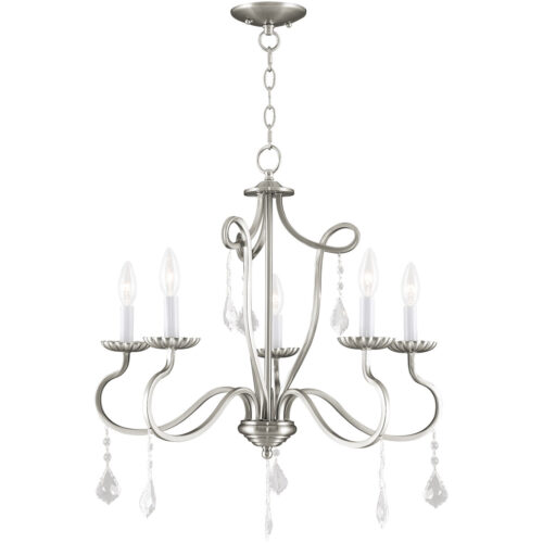 5 Light Brushed Nickel Chandelier with Steel base material-Lighting LumensChandeliers