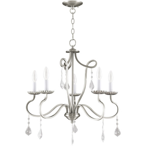 5 Light Brushed Nickel Chandelier with Steel base material-Lighting LumensChandeliers