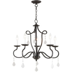 5 Light English Bronze Chandelier with Steel base material-Lighting LumensChandeliers