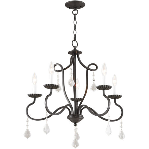 5 Light English Bronze Chandelier with Steel base material-Lighting LumensChandeliers