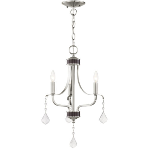 3 Light Brushed Nickel Mini Chandelier with Steel base material-Lighting LumensChandeliers