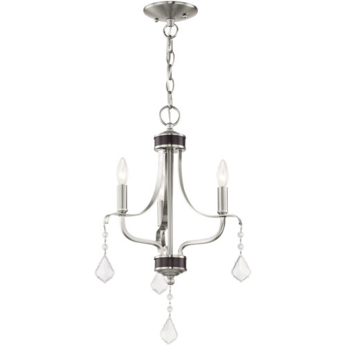 3 Light Brushed Nickel Mini Chandelier with Steel base material-Lighting LumensChandeliers