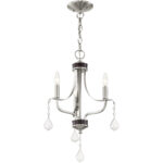 3 Light Brushed Nickel Mini Chandelier with Steel base material-Lighting LumensChandeliers