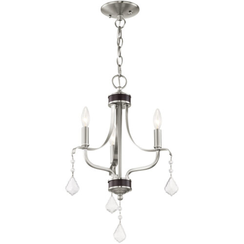 3 Light Brushed Nickel Mini Chandelier with Steel base material-Lighting LumensChandeliers