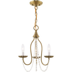 3 Light Antique Brass Mini Chandelier with Steel base material-Lighting LumensChandeliers