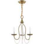 3 Light Antique Brass Mini Chandelier with Steel base material-Lighting LumensChandeliers