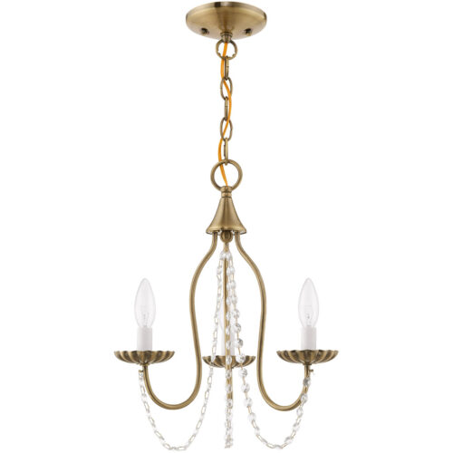 3 Light Antique Brass Mini Chandelier with Steel base material-Lighting LumensChandeliers