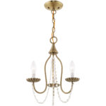 3 Light Antique Brass Mini Chandelier with Steel base material-Lighting LumensChandeliers