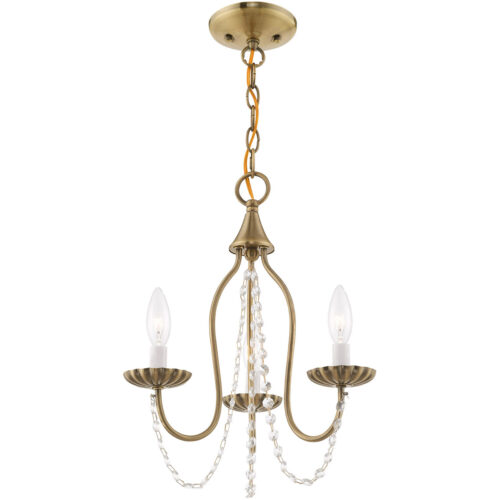 3 Light Antique Brass Mini Chandelier with Steel base material-Lighting LumensChandeliers