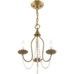 3 Light Antique Brass Mini Chandelier with Steel base material-Lighting LumensChandeliers