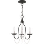 3 Light Black Mini Chandelier with Steel base material-Lighting LumensChandeliers