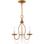 3 Light Antique Gold Leaf Mini Chandelier with Steel base material-Lighting LumensChandeliers