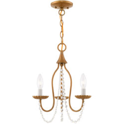 3 Light Antique Gold Leaf Mini Chandelier with Steel base material-Lighting LumensChandeliers