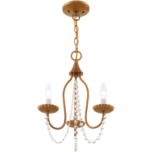 3 Light Antique Gold Leaf Mini Chandelier with Steel base material-Lighting LumensChandeliers