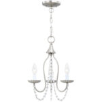 3 Light Brushed Nickel Mini Chandelier with Steel base material-Lighting LumensChandeliers