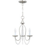 3 Light Brushed Nickel Mini Chandelier with Steel base material-Lighting LumensChandeliers